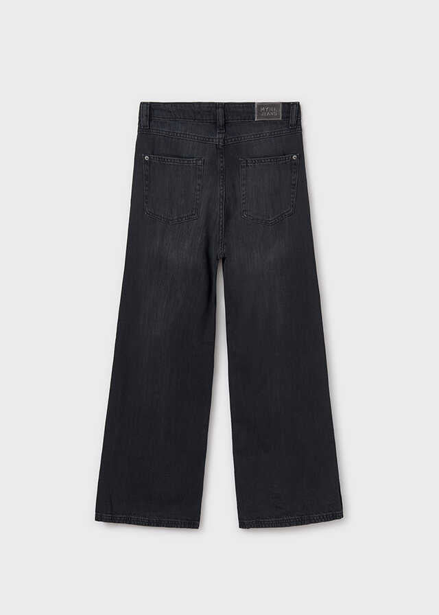 Pantalon largo tejano wide leg