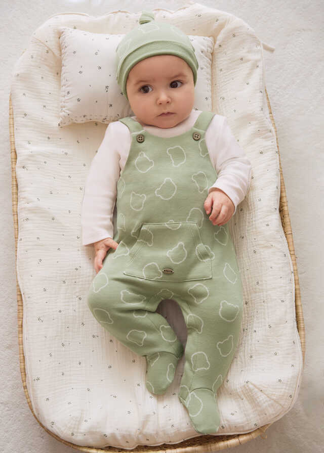 Pelele peto y gorro jacquard