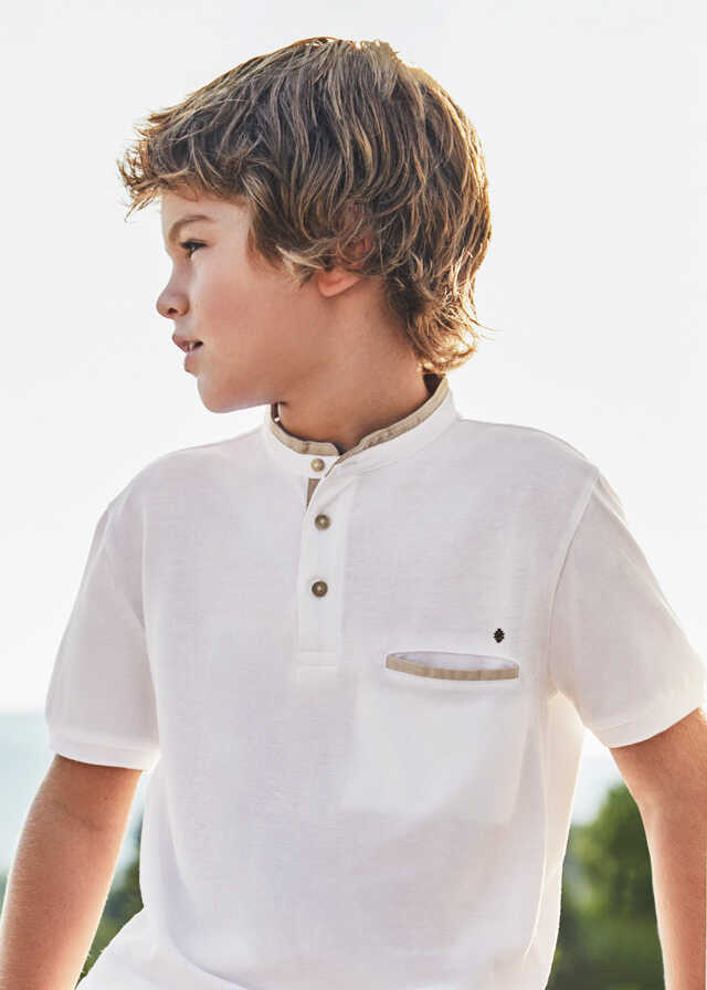 Polo m/c contraste c/mao