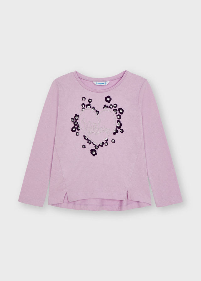 Camiseta m/l corazon flock