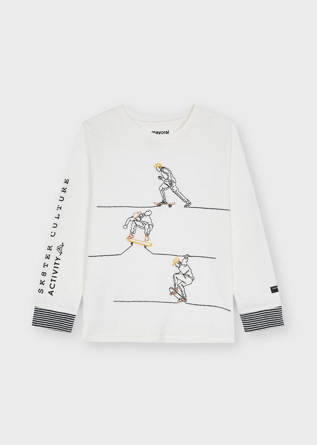 Camiseta m/l bordado skater culture