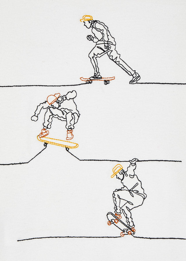 Camiseta m/l bordado skater culture