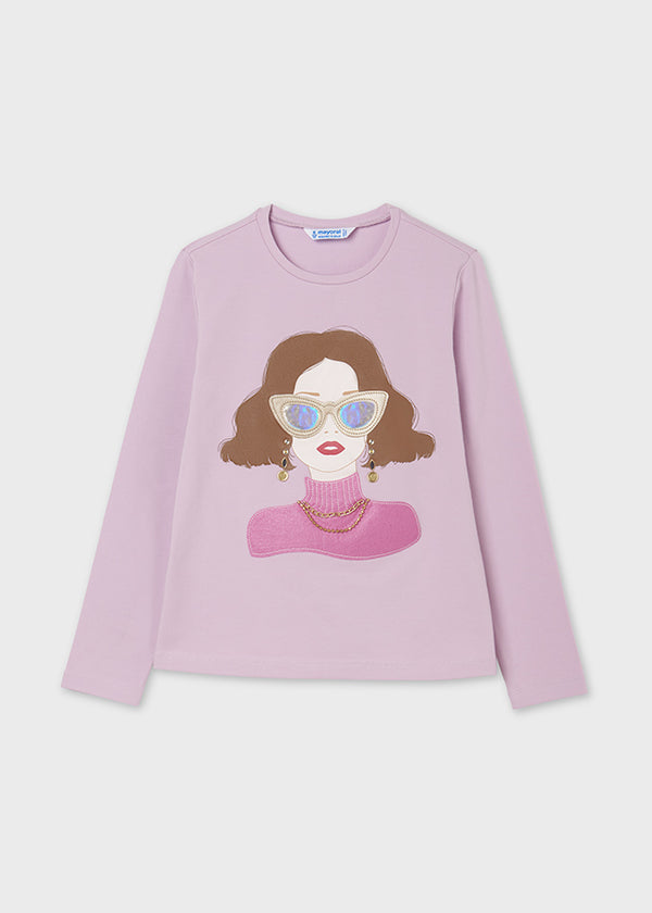 Camiseta m/l niña apliques
