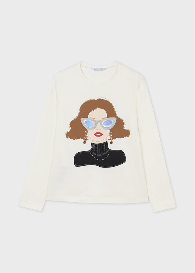 Camiseta m/l niña apliques