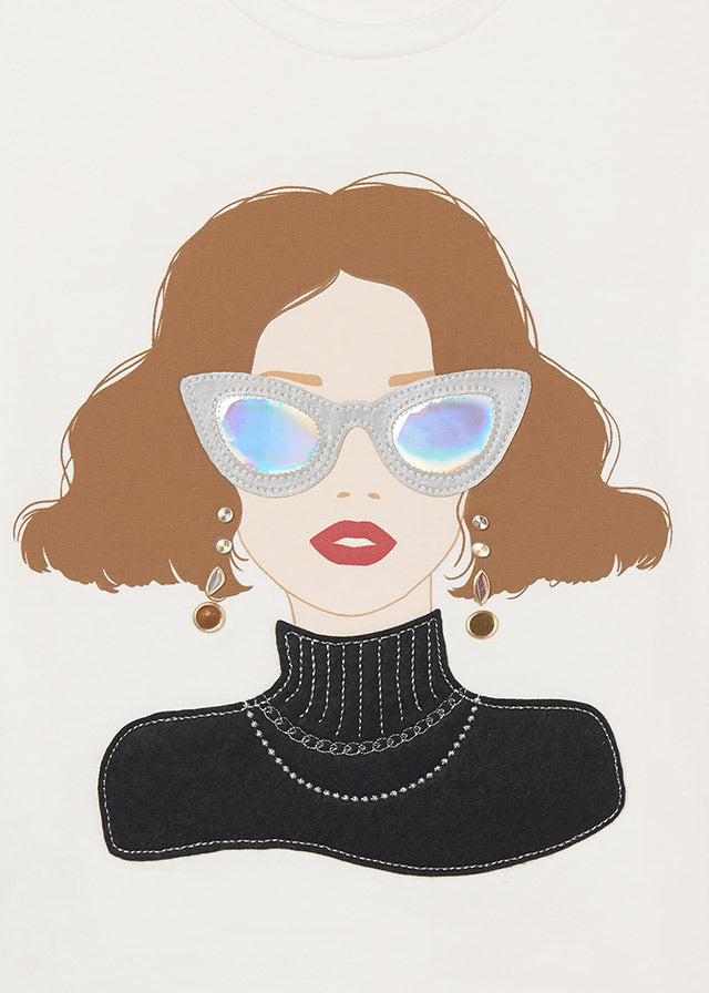 Camiseta m/l niña apliques