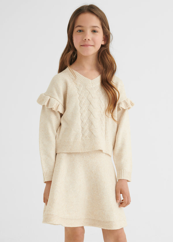 Conj. detalles manga y falda tricot