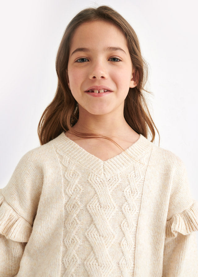 Conj. detalles manga y falda tricot