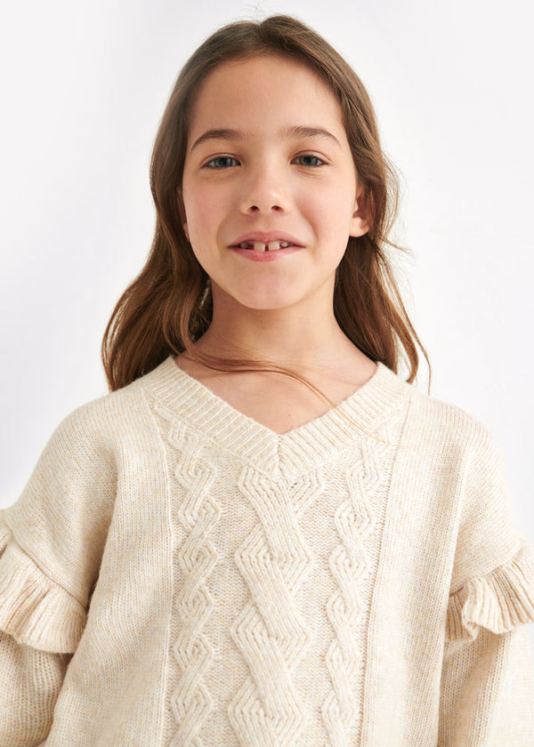 Conj. detalles manga y falda tricot