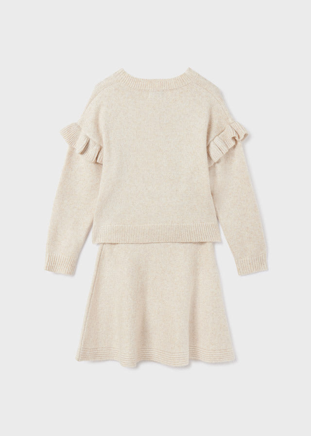 Conj. detalles manga y falda tricot