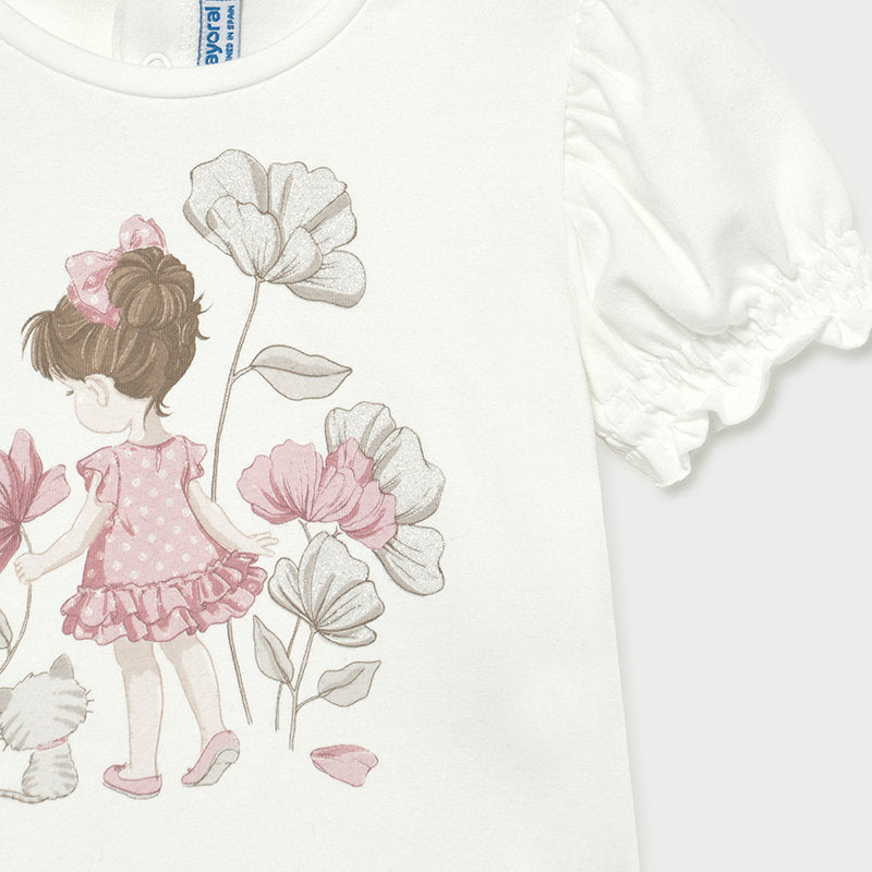 Camiseta m/c niña y gatito