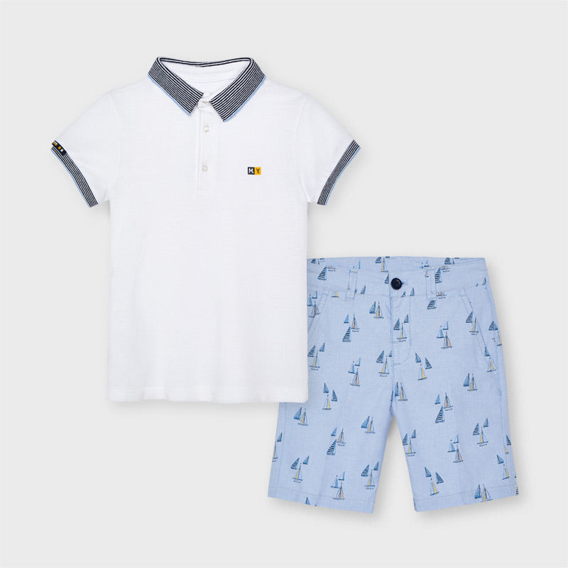 Conjunto bermuda estampada polo