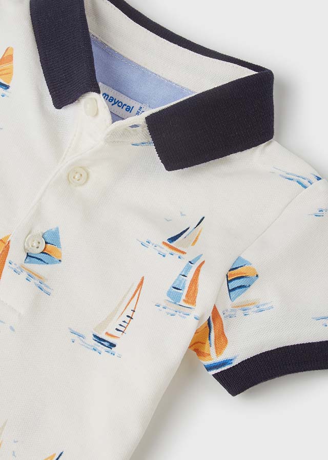 Polo m/c estampado grande