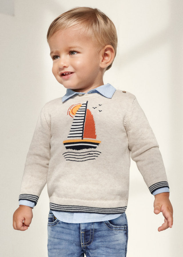 Jersey intarsia bordado