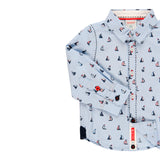 Conjunto camisa popelín veleros y bermuda satén elástico