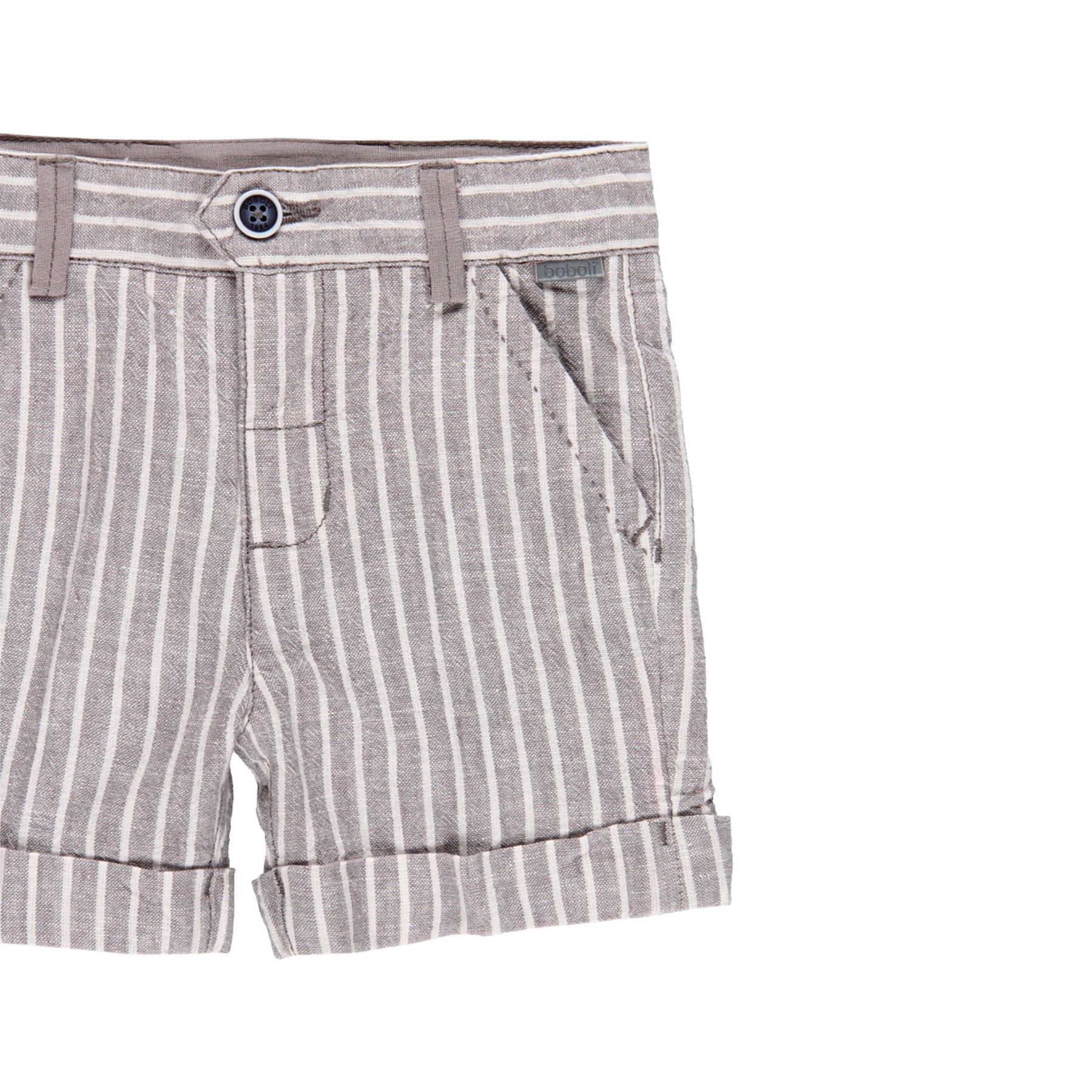 Conjunto chaleco lino listado y bermuda lino de bebe niño