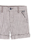 Conjunto chaleco lino listado y bermuda lino de bebe niño