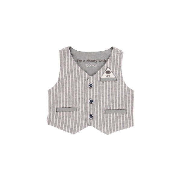 Conjunto chaleco lino listado y bermuda lino de bebe niño