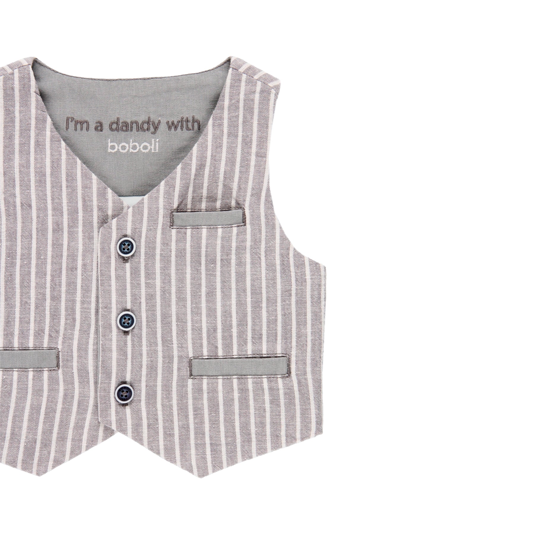 Conjunto chaleco lino listado y bermuda lino de bebe niño