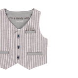 Conjunto chaleco lino listado y bermuda lino de bebe niño