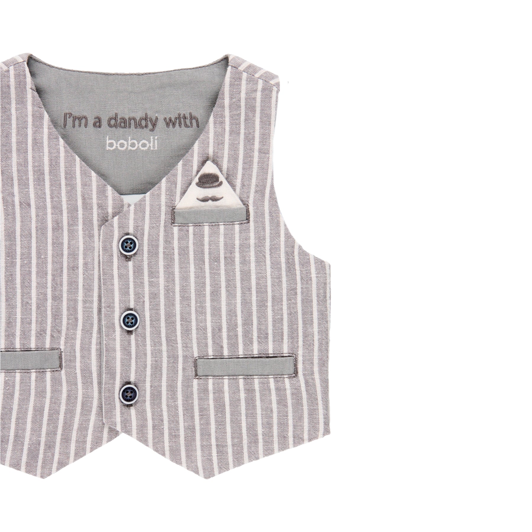 Conjunto chaleco lino listado y bermuda lino de bebe niño