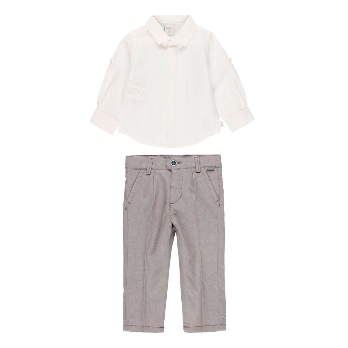 Conjunto pantalon lino y camisa lino m/l de bebe niño
