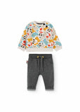 Conjunto sudadera felpa estampada y pantalon franela punto 