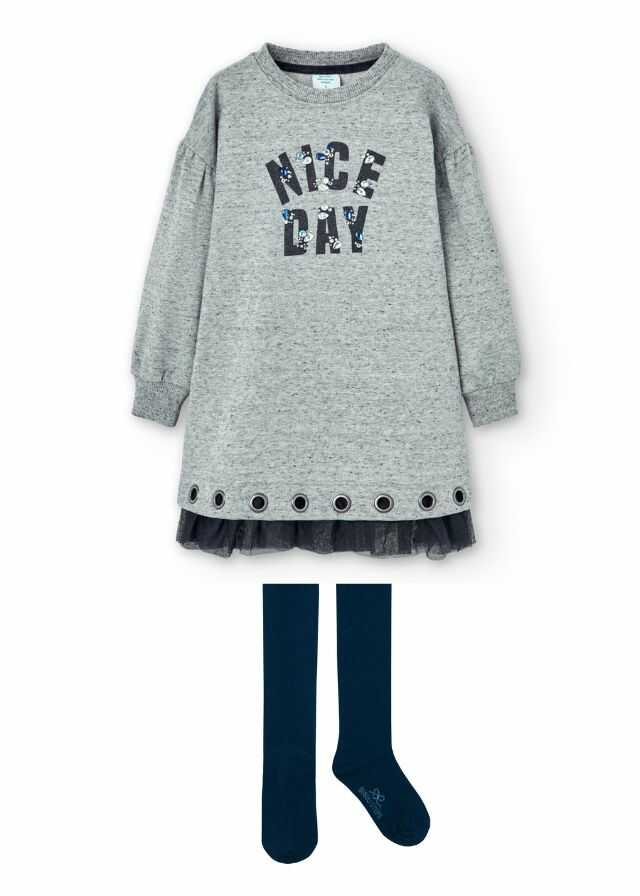 Vestido felpa con tul con leotardo basico 